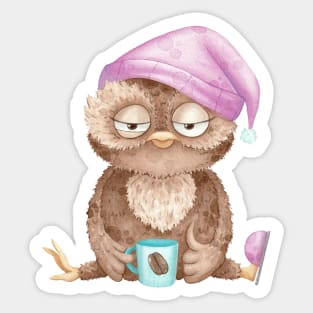 Owl with coffee Sticker